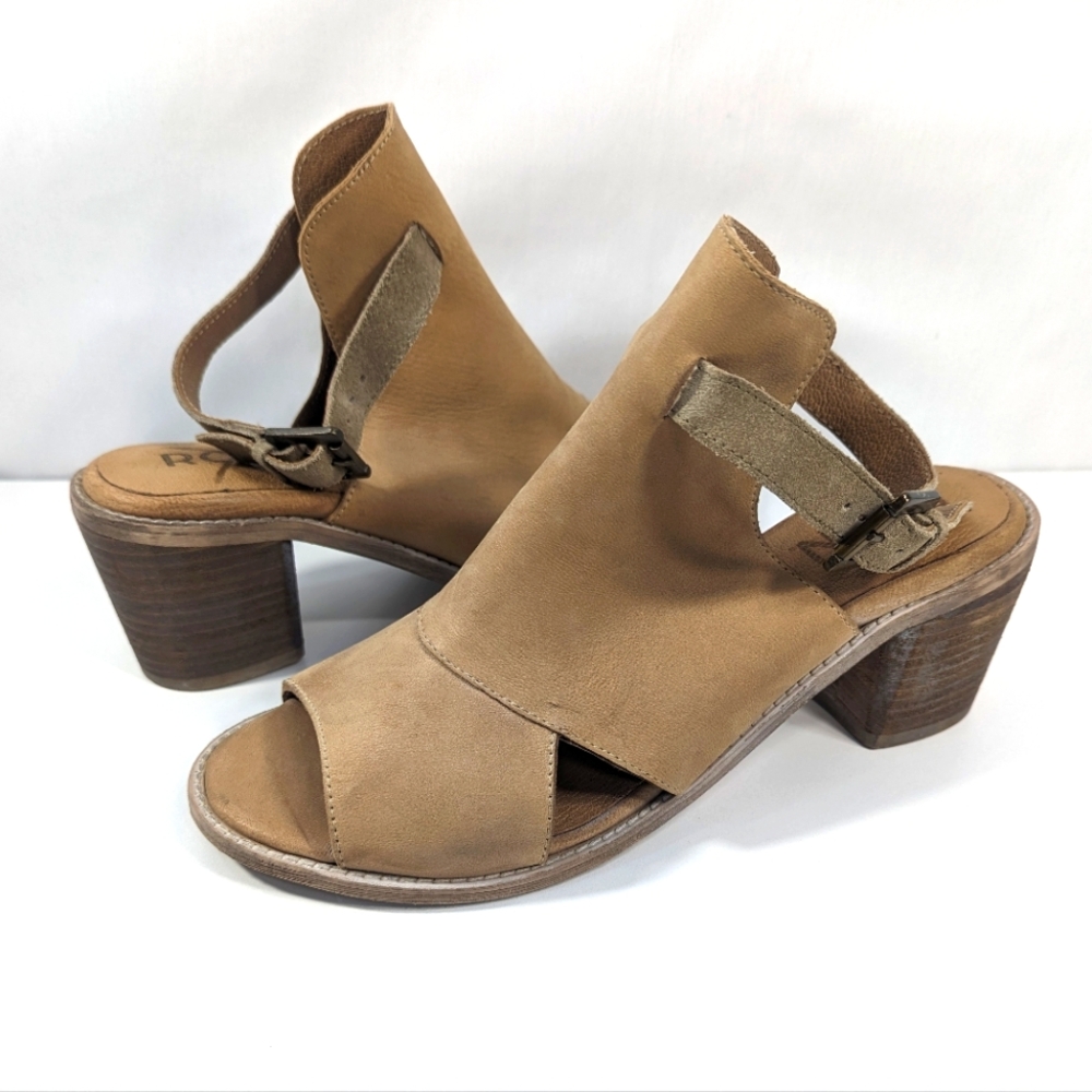 Roan Bed Stu Christine Leather Ankle Buckle Strap Distressed Heel Sandals 10